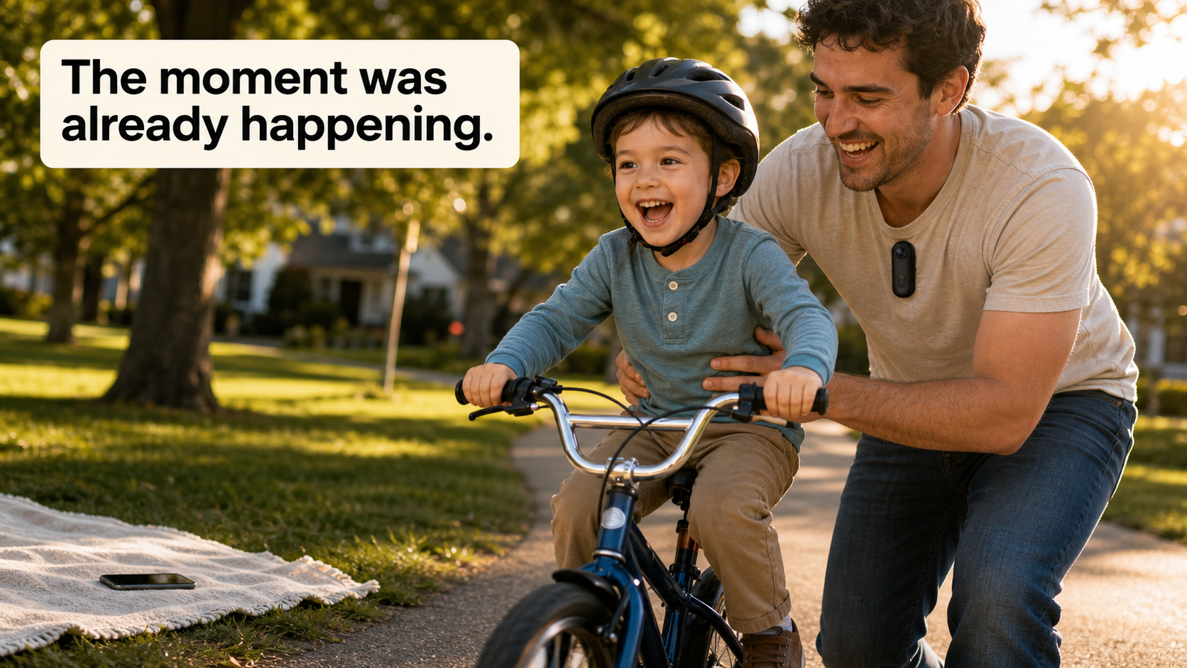Hands-free family moment captured while phone stays away