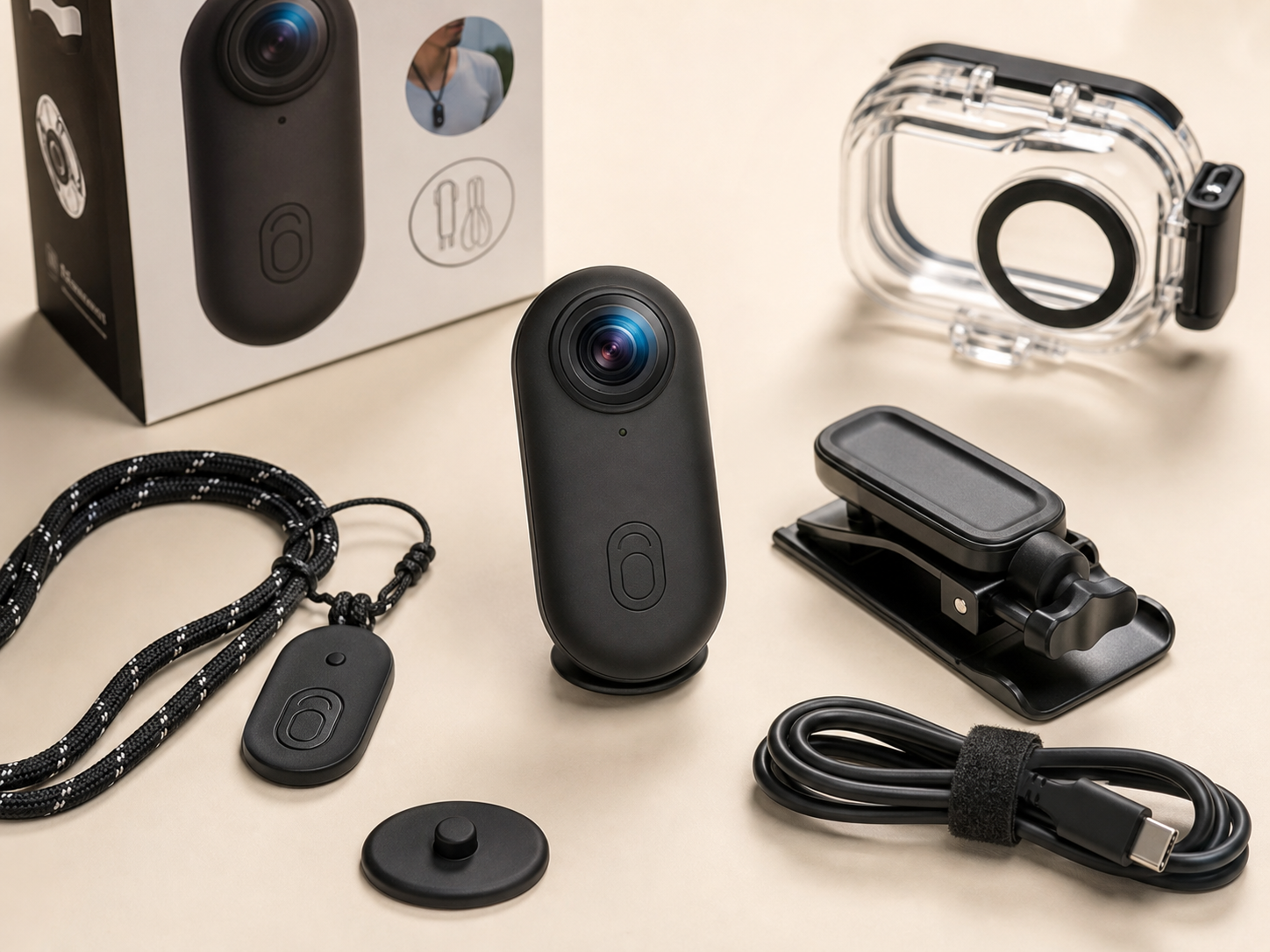 FPV Pro Cam kit with USB-C cable and lanyard